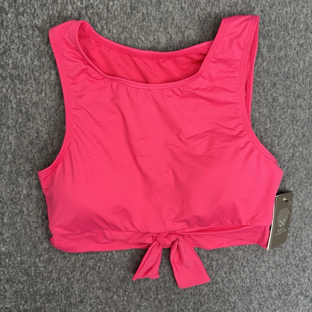 Vince Camuto Large Bikini Swim Top Cropped Tie Front Dragonfruit Flaw In Picture